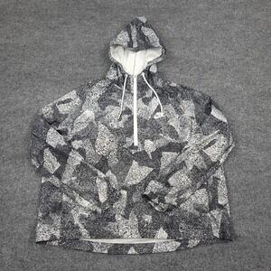 Nike Jacket Womens‎ Medium Black White Swoosh Logo Lined Performance Windbreaker